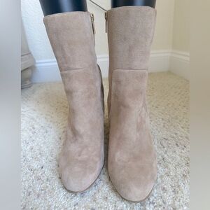 Michael Kors Tan Suede Heeled Boots Leather Upper, Rubber Outsole